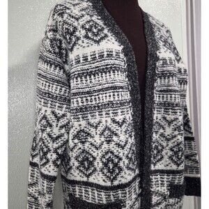 Lucky Brand Float Jacquard Aztec Print Cardigan Sweater Small